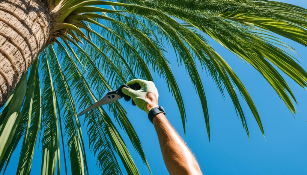 trimming palm trees